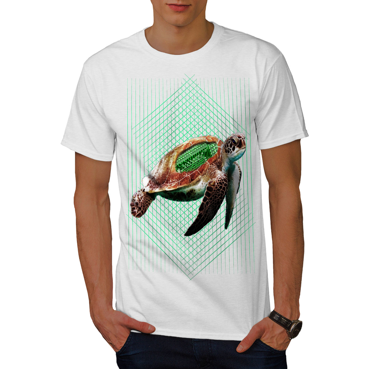 Wellcoda Sea Turtle Progammer Mens T-shirt, Tortoise Graphic Design ...