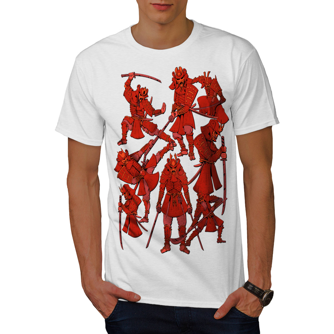 Wellcoda Katana Warrior Fantasy Mens T Shirt Japan Graphic Design