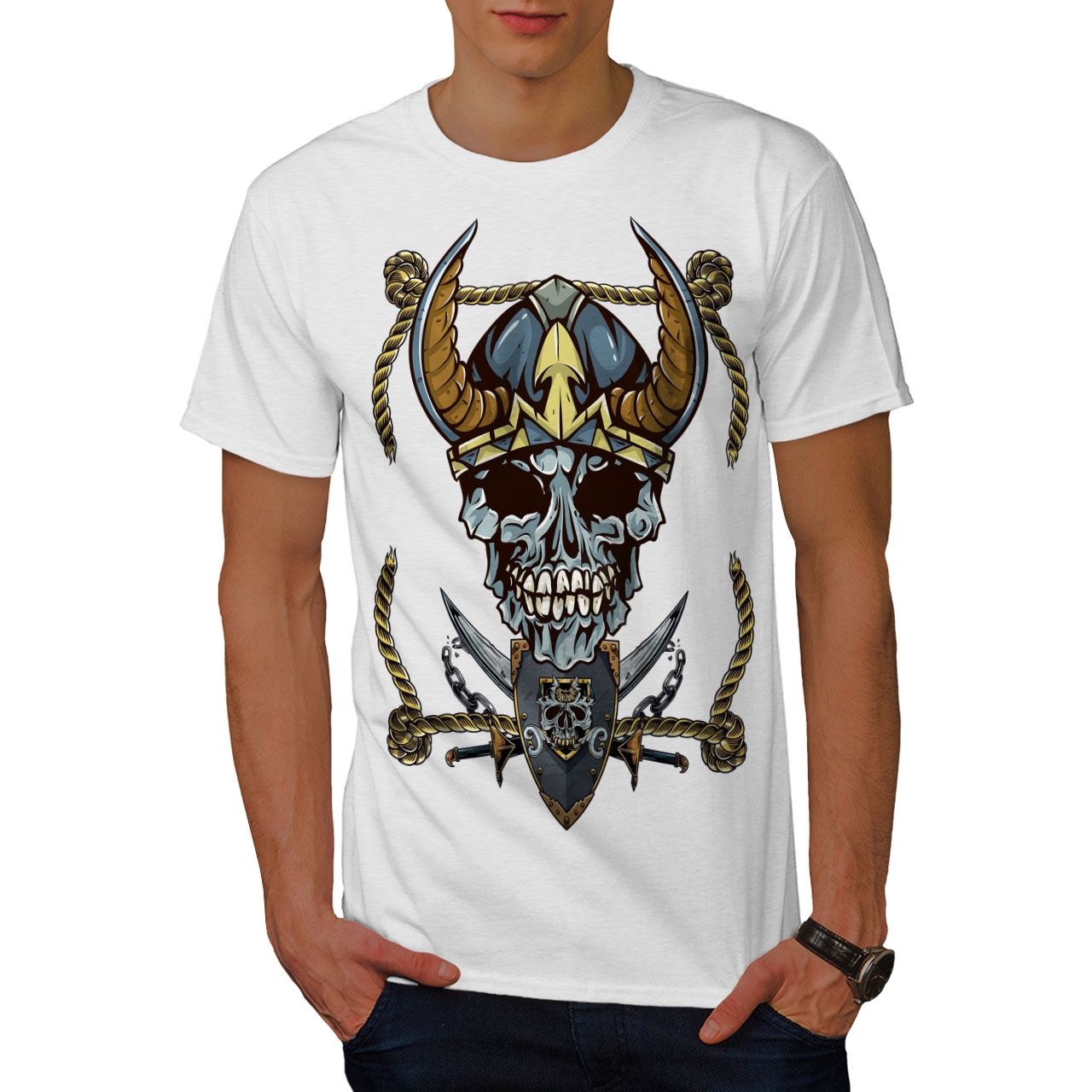 Wellcoda Old Pirate Metal Mens T-shirt, Warrior Graphic Design Printed ...