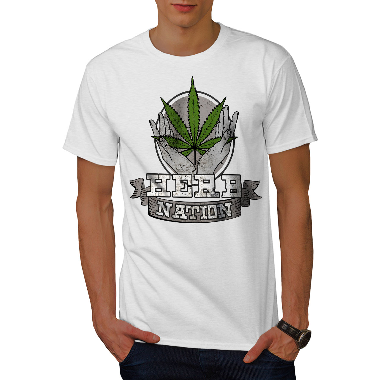 Wellcoda Nation Cannabis 420 Mens T-shirt, Herb Pot Graphic Design ...