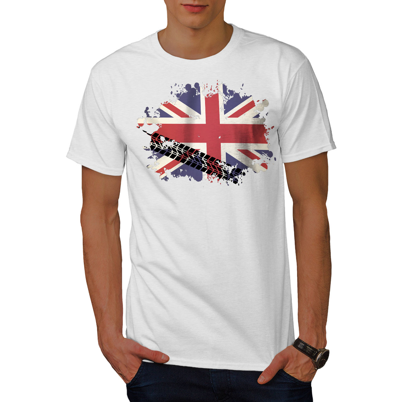 Wellcoda Union Jack Flag Mens T-shirt, Britain Graphic Design Printed ...
