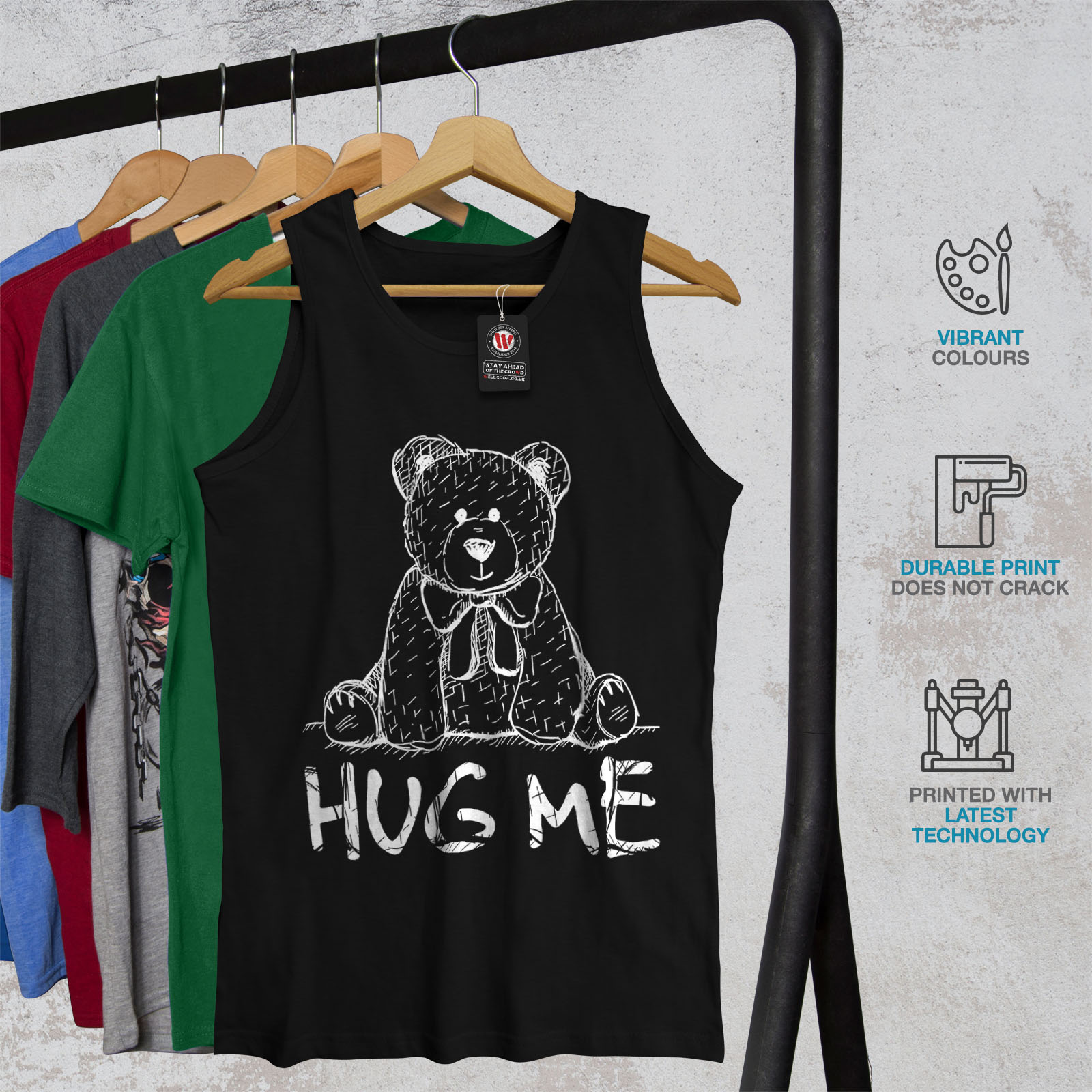 Wellcoda Hug Me Teddy Bear Mens T-shirt, Nice & Graphic Design Printed Tee