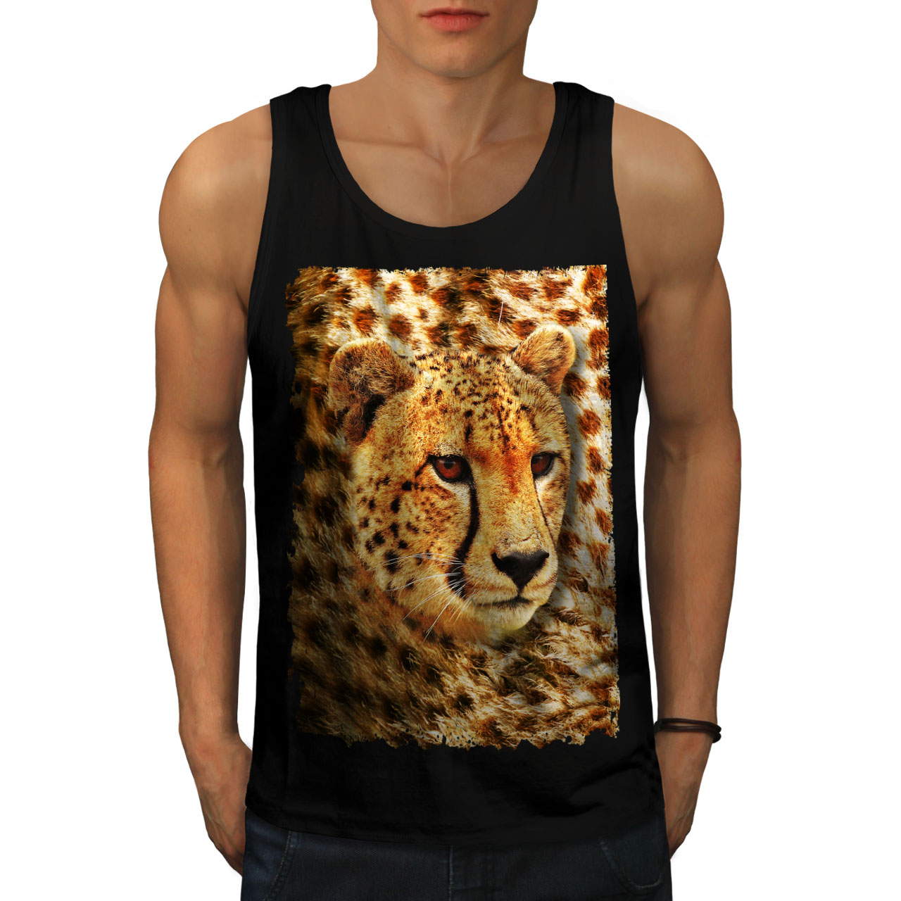 Wellcoda Wild Nature Animal Mens Tank Top Intense Active Sports Shirt