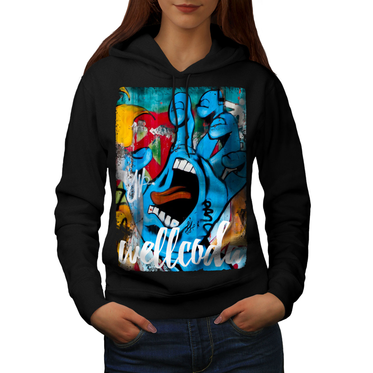 Wellcoda Graffiti Design Womens Hoodie Street Casual Hooded Sweatshirt Ebay