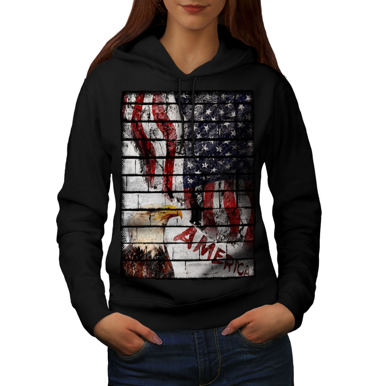 adult american eagle hoodie wash sweatshirt