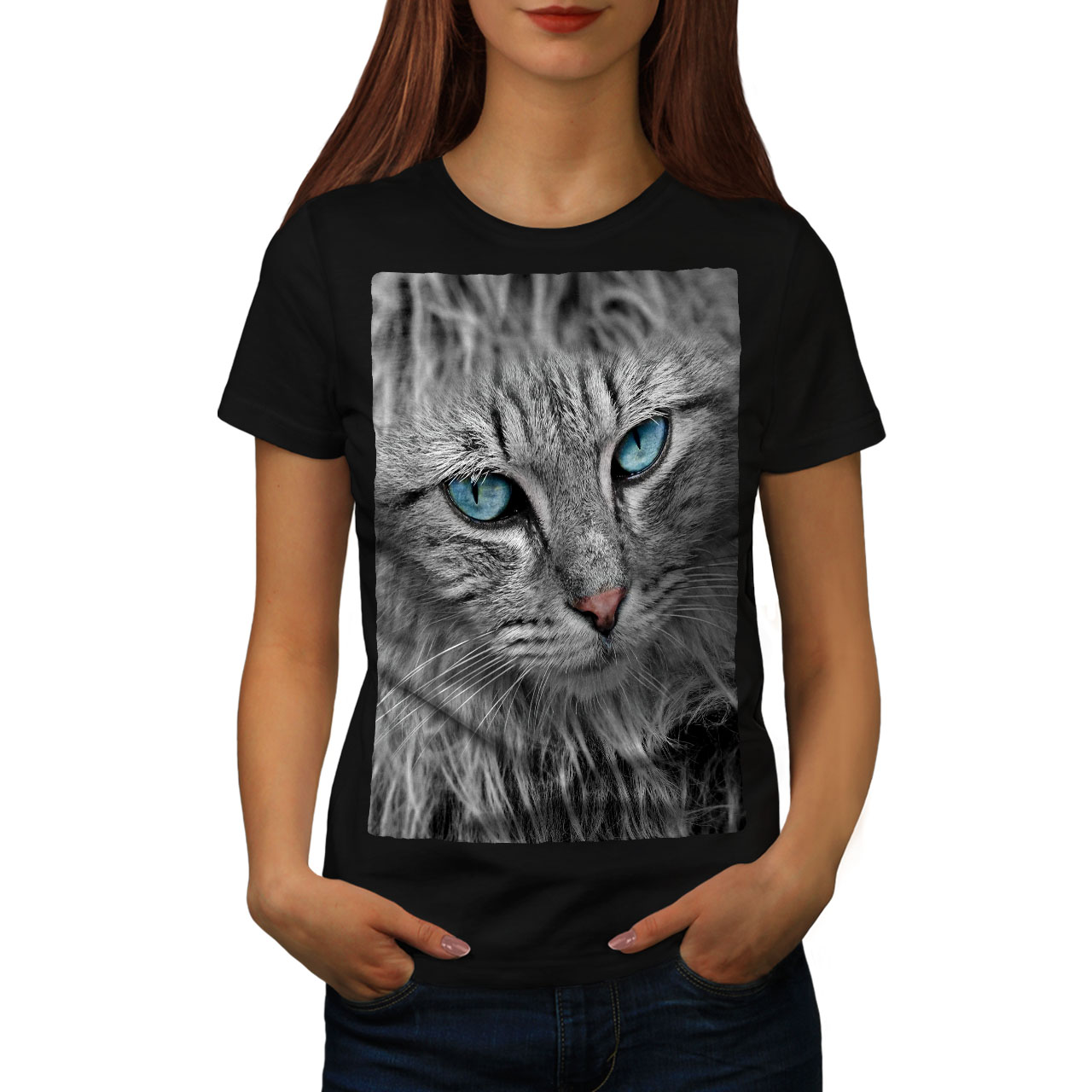 Wellcoda Furry Cute Adorable Cat Womens T-shirt, Pussy Casual Design ...