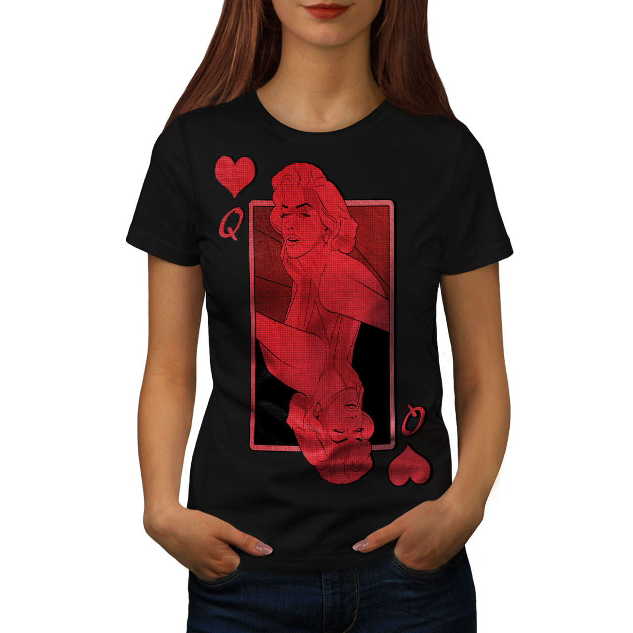 Wellcoda Queen Of Heart Red Womens T Shirt Casual Design Printed Tee Ebay 