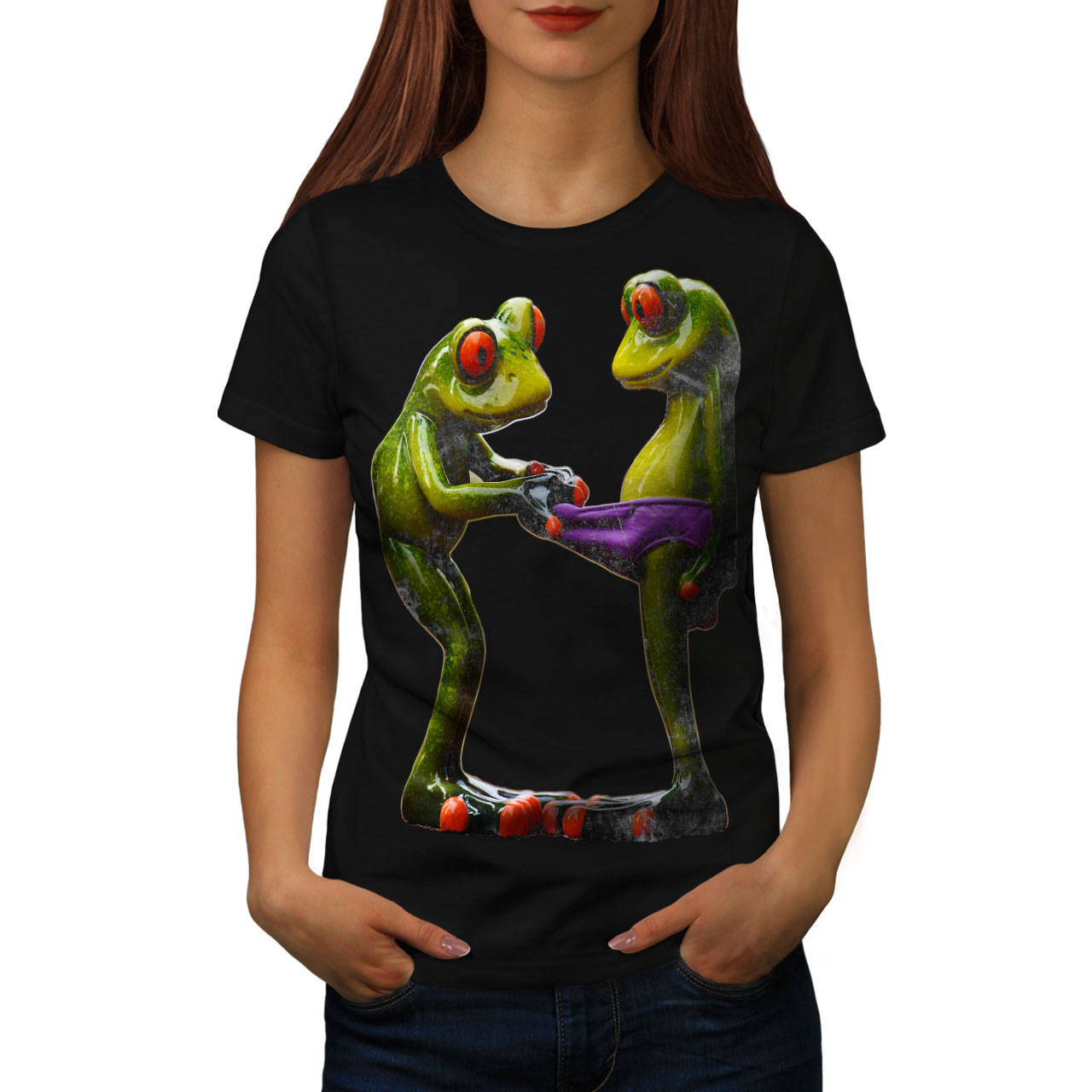 Wellcoda Frogs Cool Joke Womens T-shirt, Underwear Casual Design Printed Tee