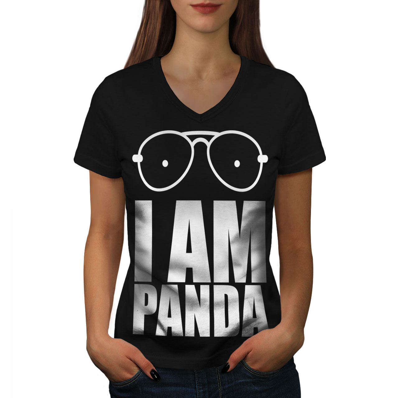 Wellcoda Panda Saying Funny Womens V Neck T Shirt Wild Graphic Design Tee Ebay 