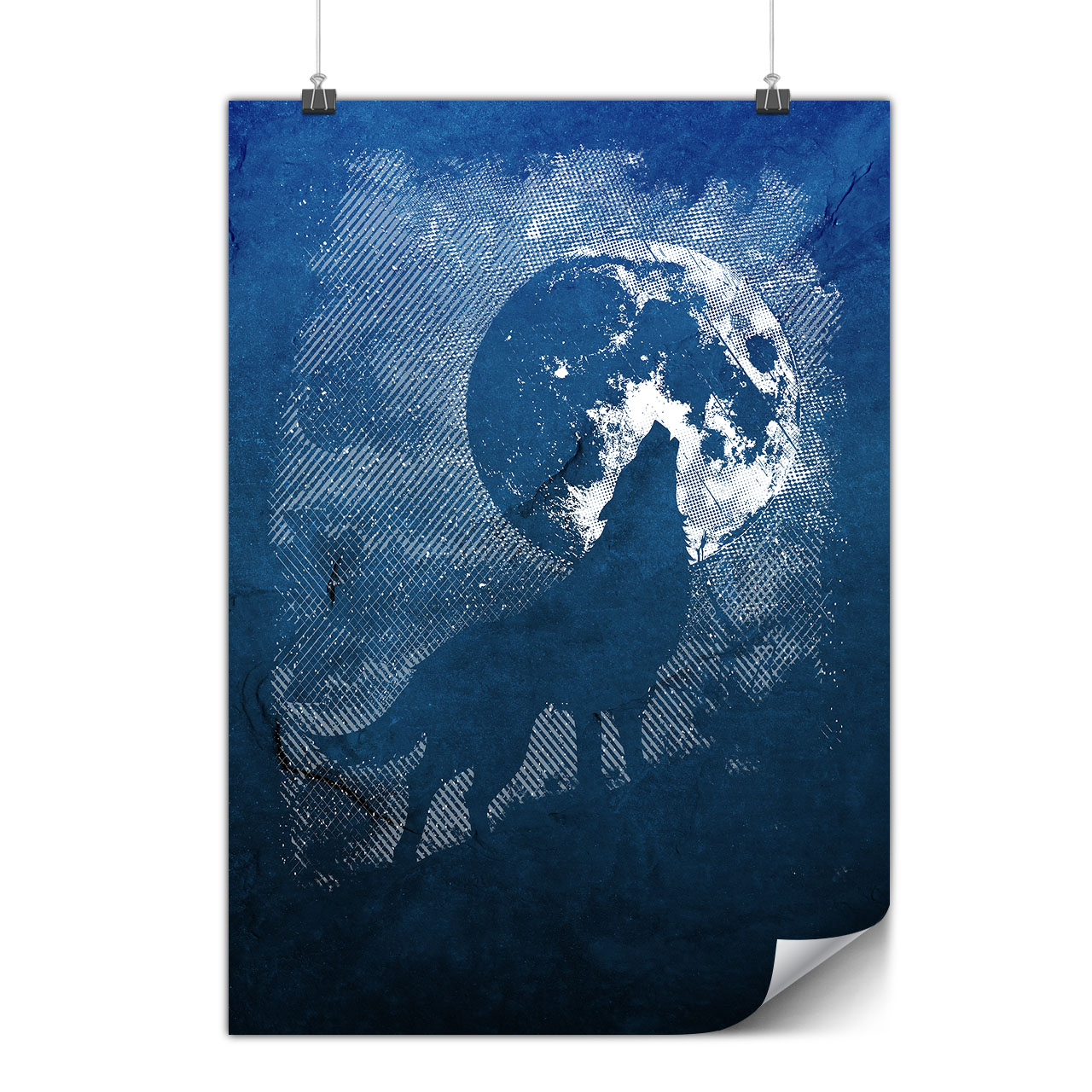 Colorful Wolf Howl Art Matte//Glossy PosterWellcoda